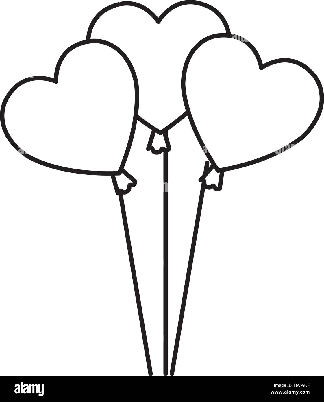 hearts balloons air icon Stock Vector Image & Art - Alamy