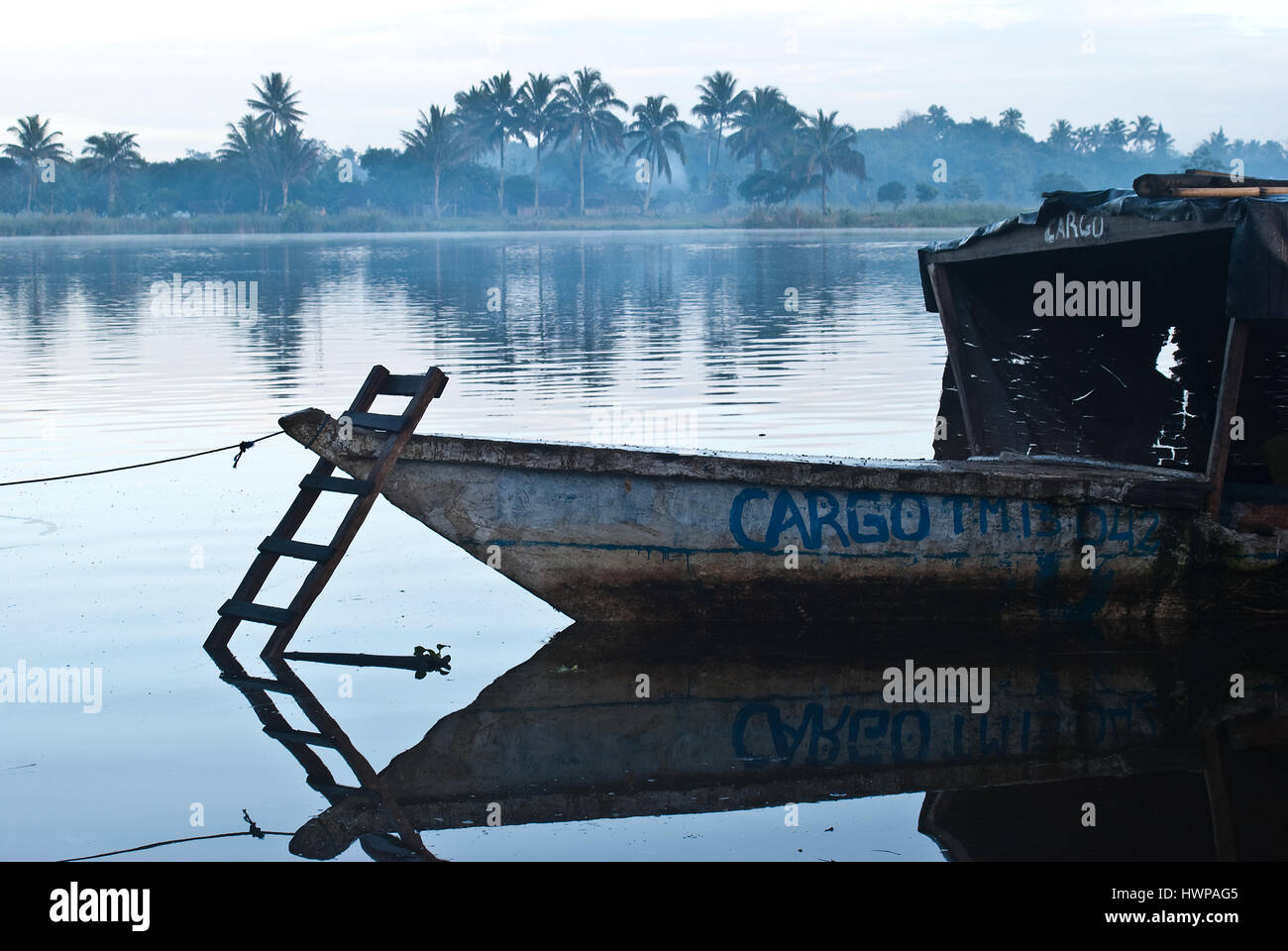 Bow of a passenger boat connecting the villages in the Pangalanes canal ( Madagascar) Stock Photo