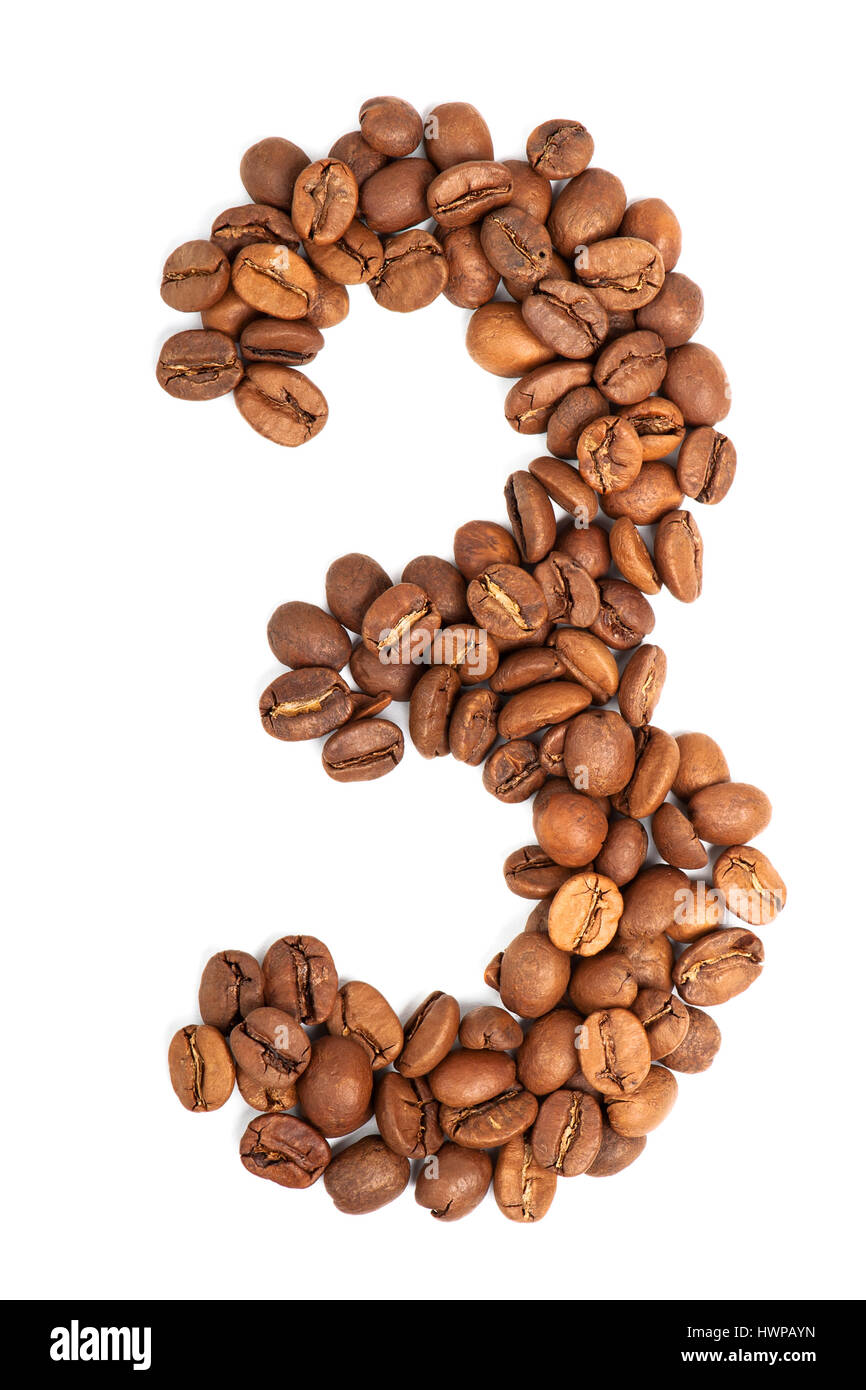Number from coffee beans isolated on white background Stock Photo Alamy