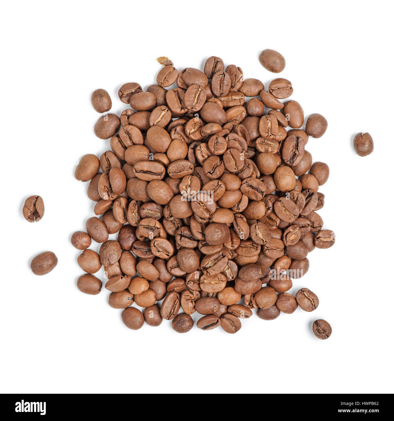Roasted coffee beans pile from top isolatedon white background Stock ...