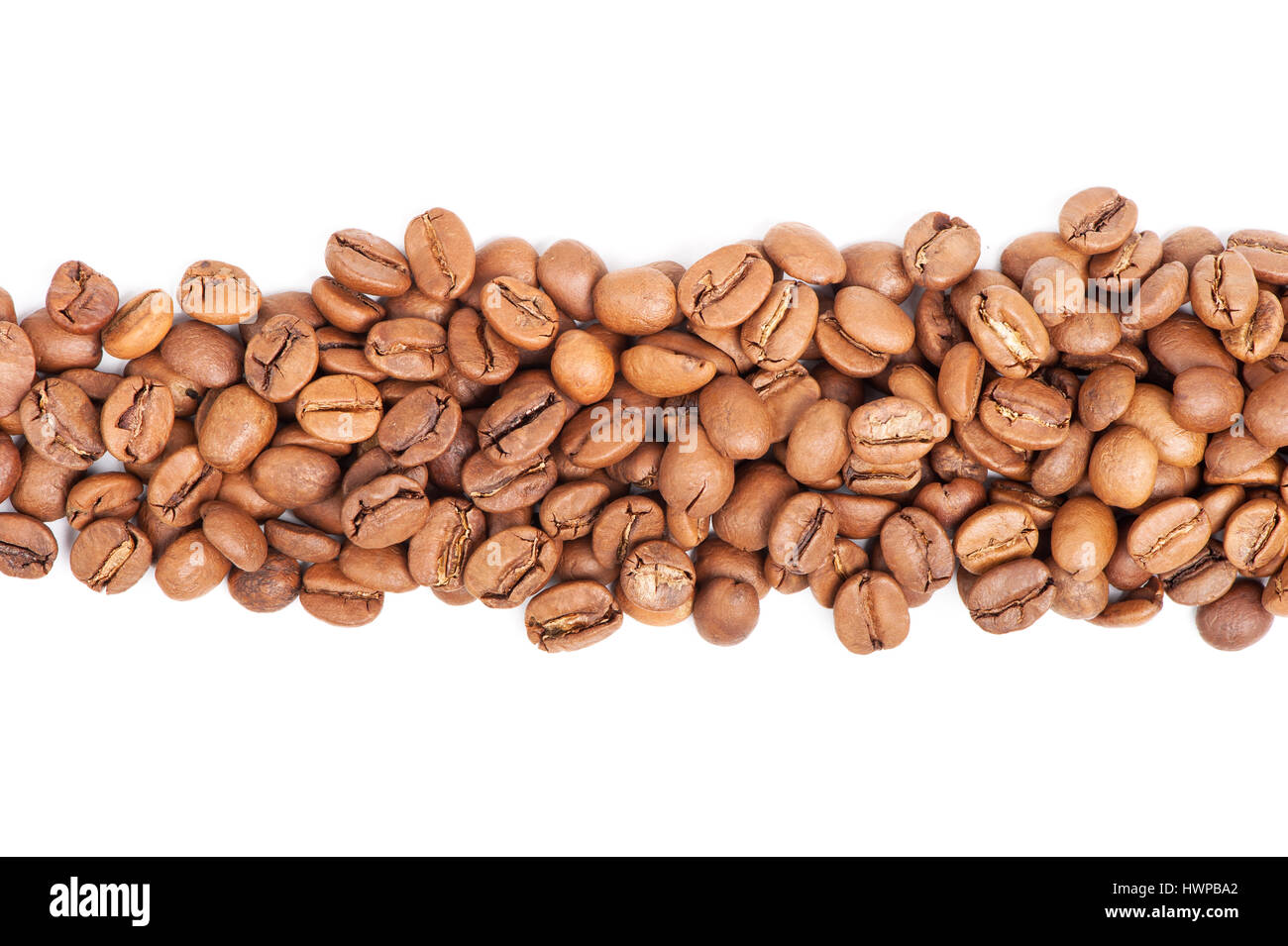 Arranged coffee beans isolated on white background Stock Photo - Alamy