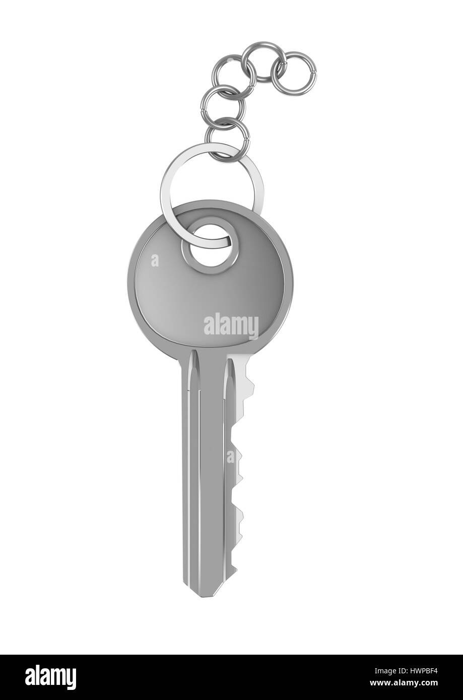 3d illustration of steel key isolated over white background Stock Photo ...