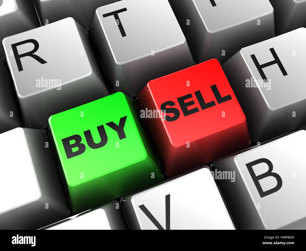3d illustration of computer keyboard closeup, internet trading concept ...
