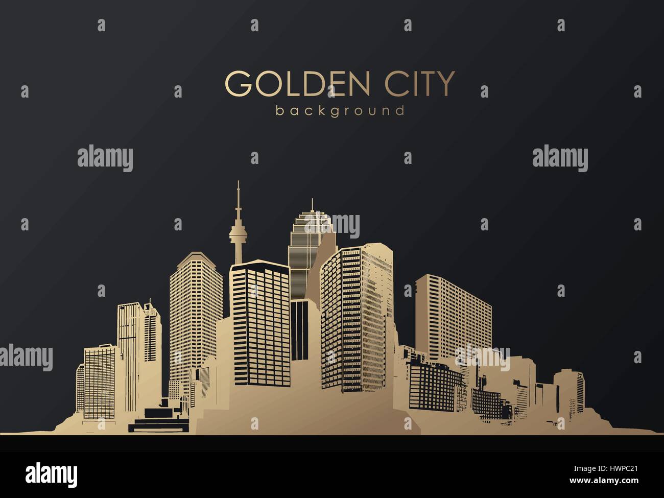Golden cityscape with skyscrapers Stock Vector Image & Art - Alamy