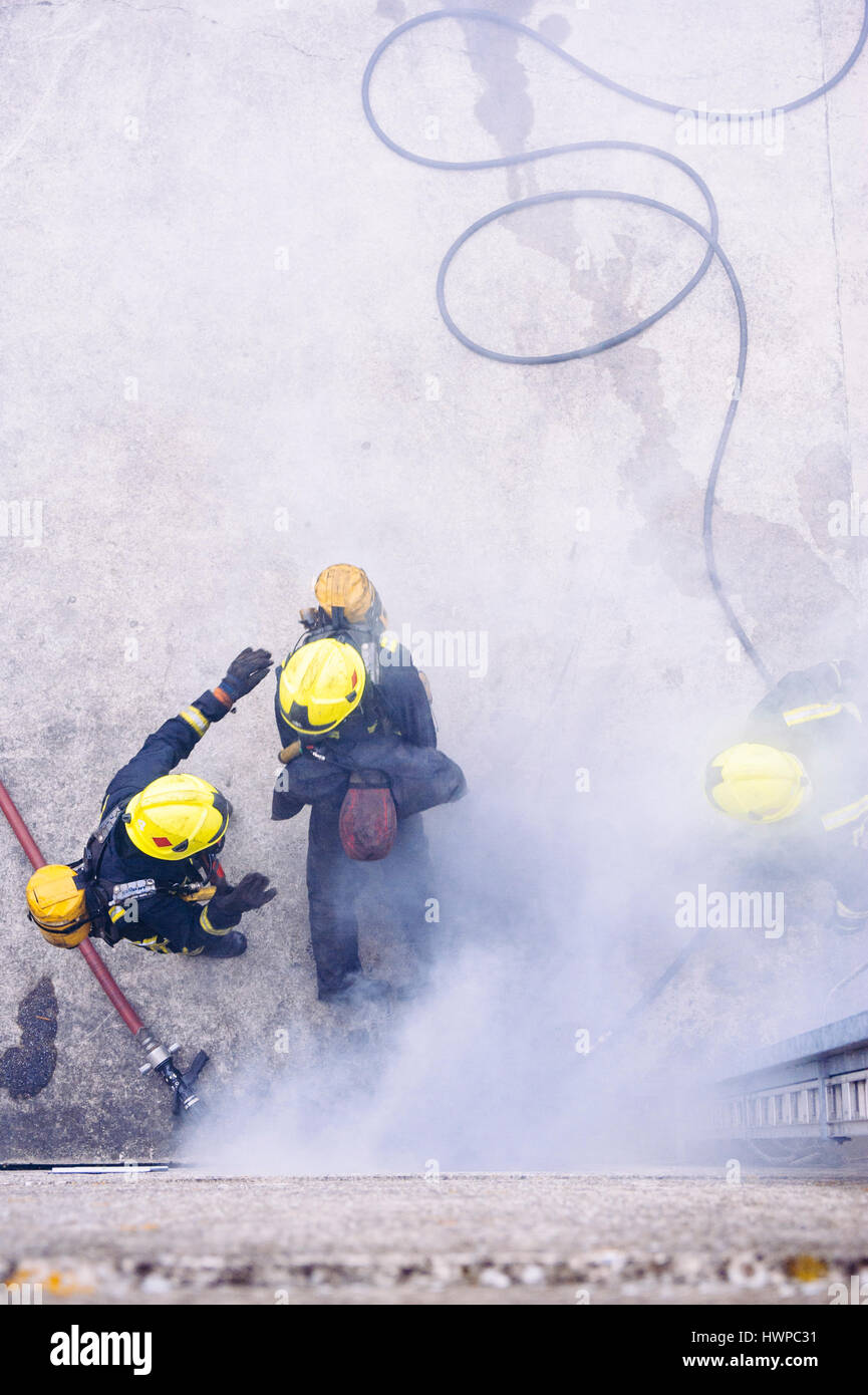 Fire and Rescue Service Training Stock Photo