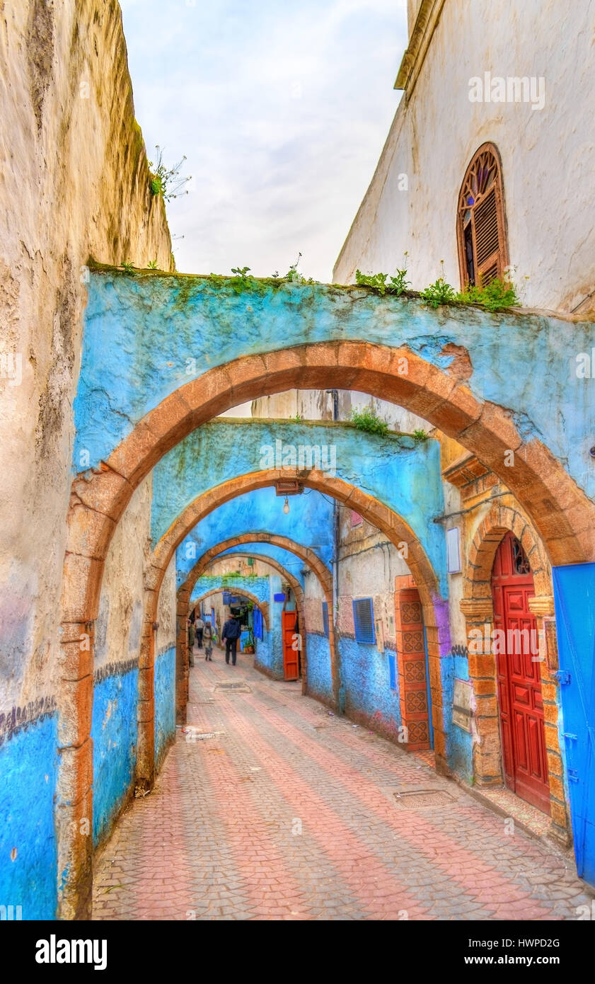 Arched street in the old town of Safi, Morocco Stock Photo Alamy