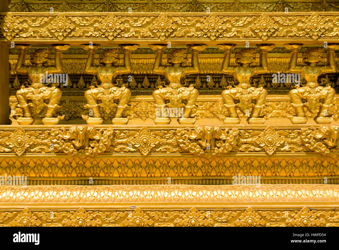 close up Hanuman Ramayana scupture  Golden buddha temple landmark of Bangkla,Chachoengsoa, Thailand Stock Photo
