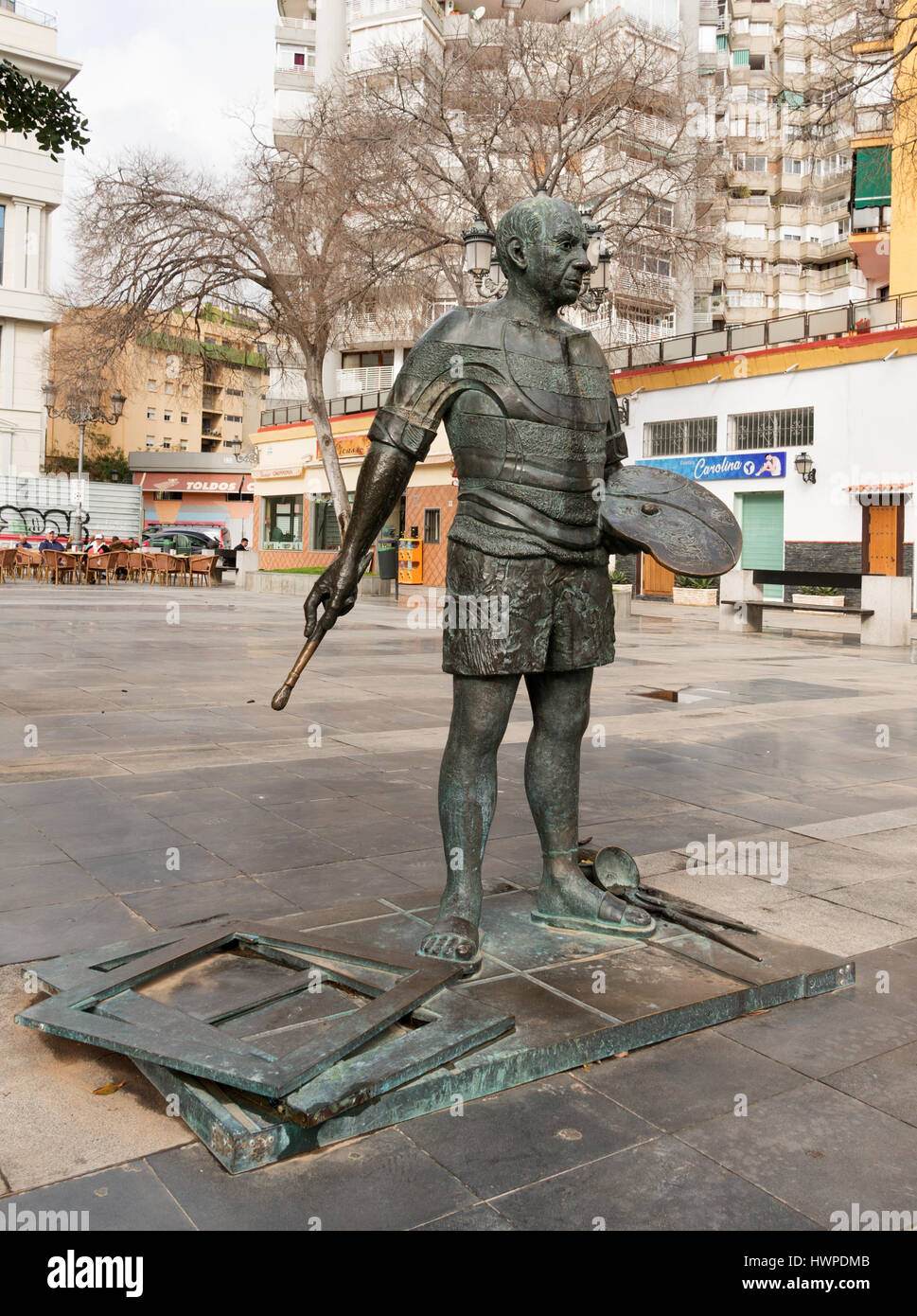 Statue of Pablo Ruiz picasso, in Picasso Square, Torremolinos, Andalusia, Spain Stock Photo