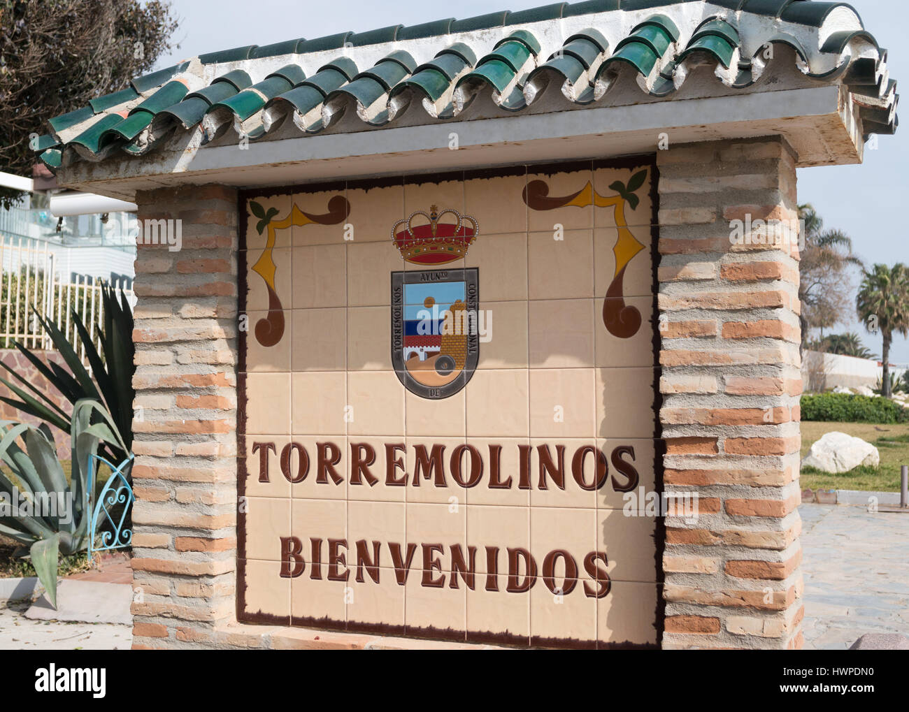 Welcome to Torremolinos, or Torremolinos Bienvenidos Spain, Europe Stock Photo