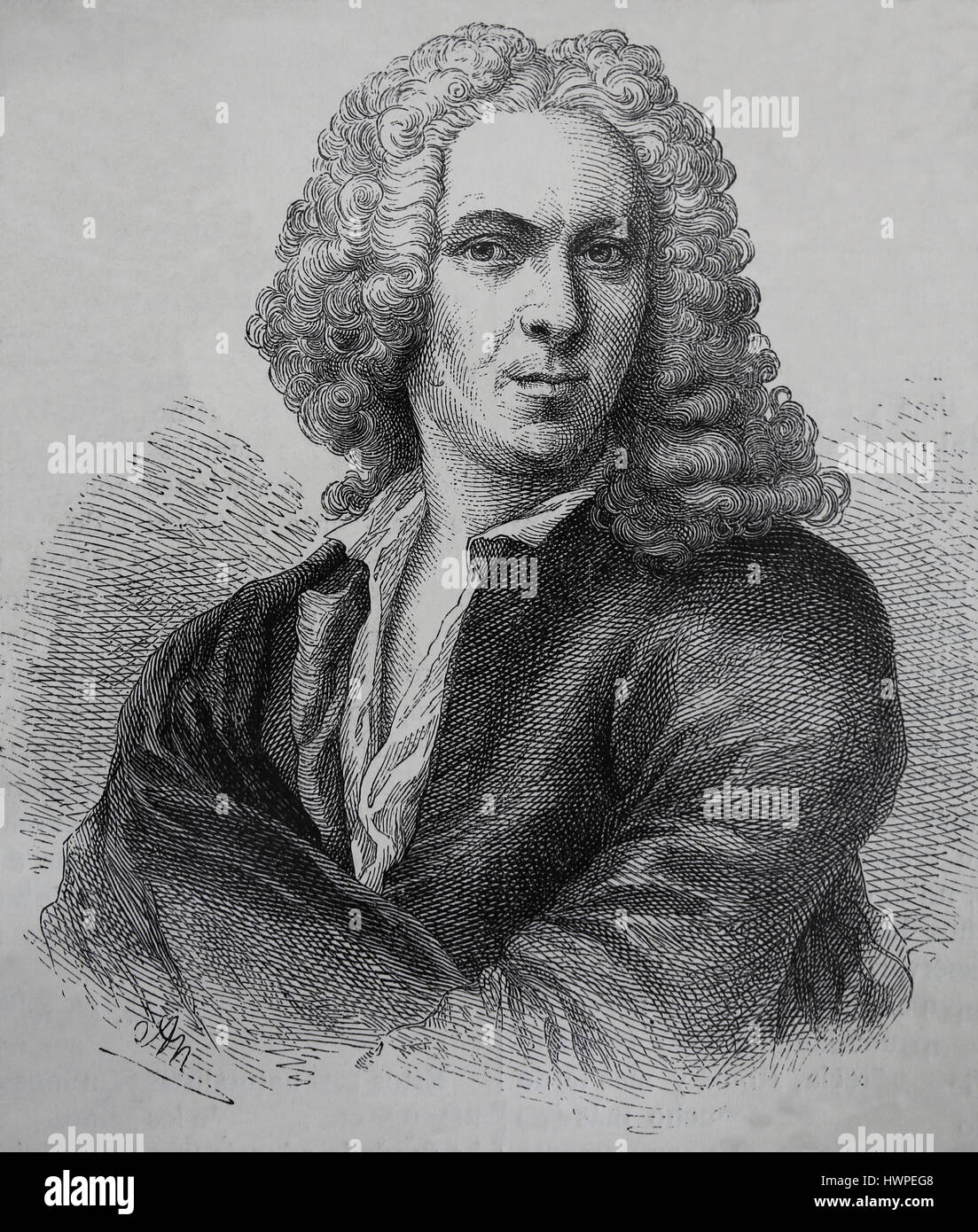 Carl Linnaeus (1707-1778). Swedish botanist, physician and zoologist. Portrait. Engraving, 1883. . Stock Photo