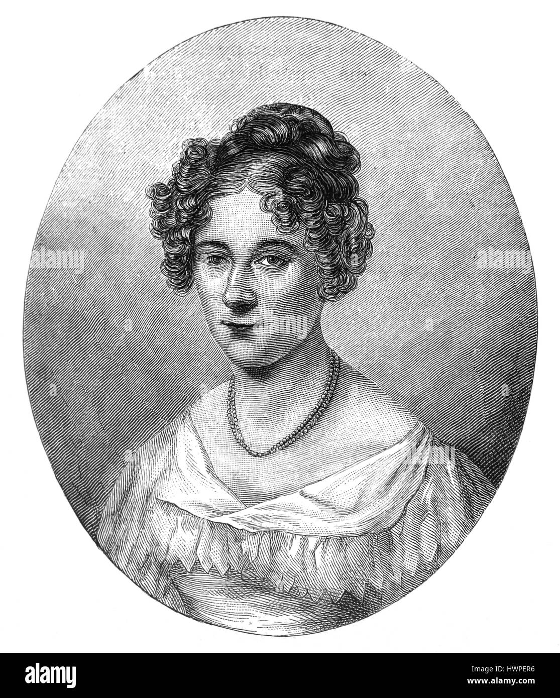 Rahel Varnhagen (1771-1833). German writer. Portrait. Engraving, 1883. Colored. Stock Photo