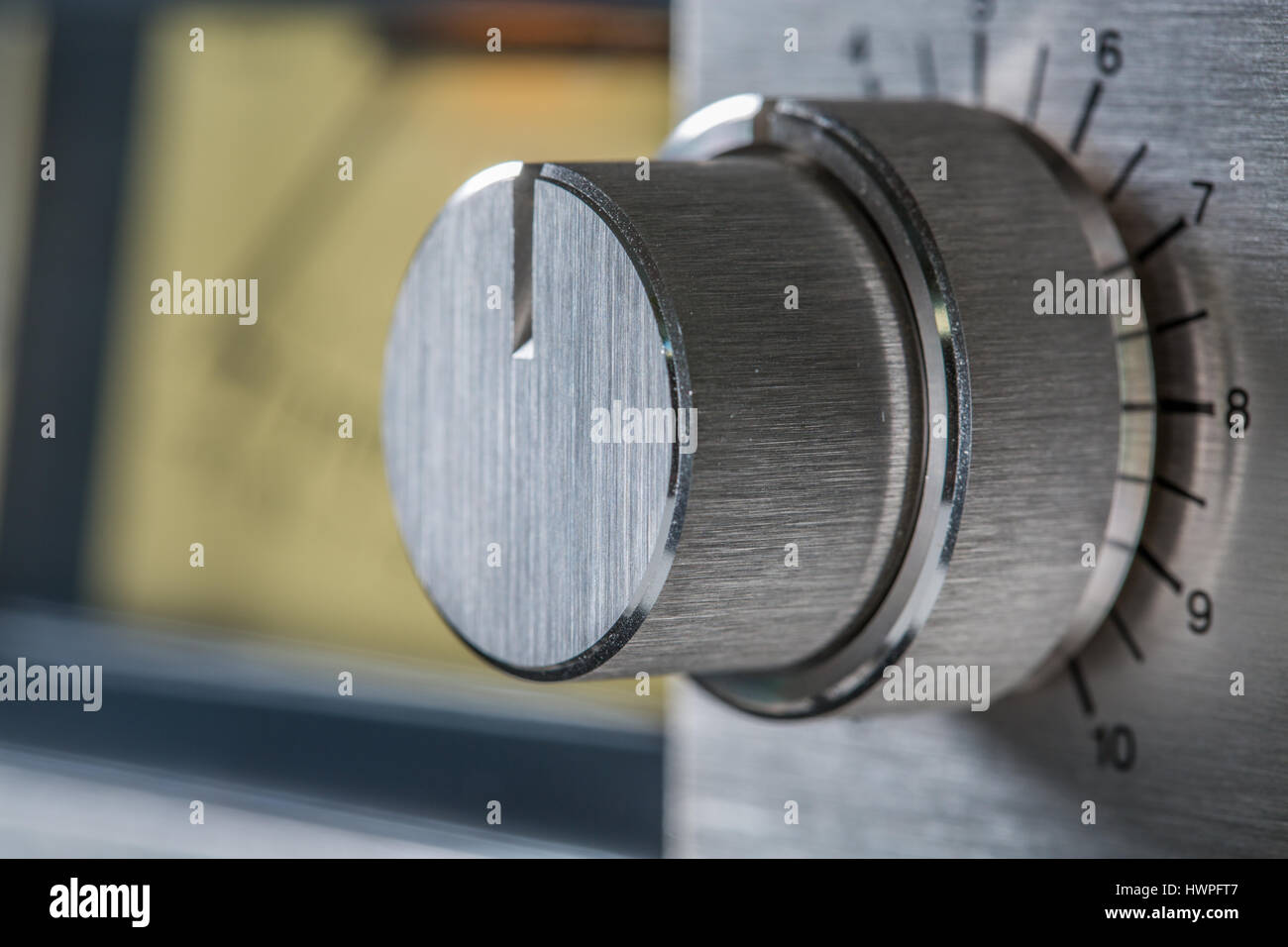 Vintage cassette deck image. Focus on the record level button Stock