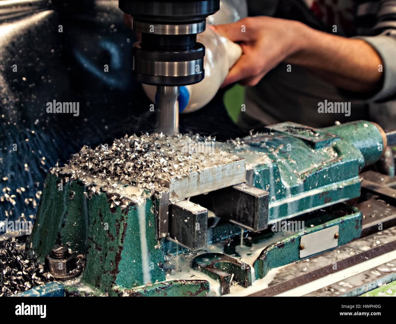 Milling metalworking process Stock Photo Alamy