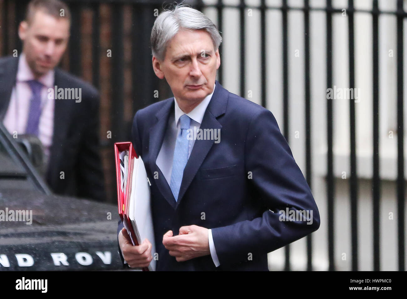 Downing Street. London, UK. 22nd Mar, 2017. Philip Hammond Chancellor of the Exchequer leaving Downing Street to attend Prime Ministers Questions (PMQS) at the House of Commons.Credit: Dinendra Haria/Alamy Live News Stock Photo