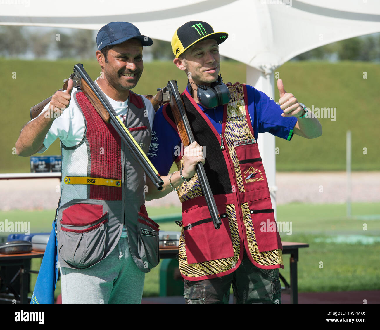 Qatar. 22nd March 2017, Qatar Shooting Club, Qatar. Valentino Rossi and