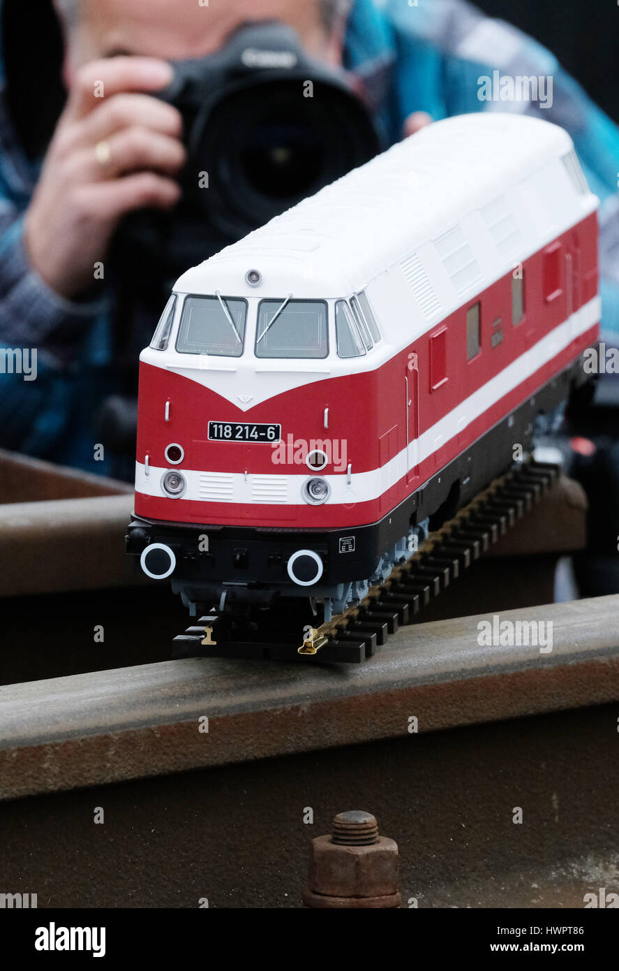A model of the Diesel locomotive BR 118 of the Piko Toy GmbH can be seen in  Glauchau, Germany, 22 March 2017. The train series 118 was one of the most  built