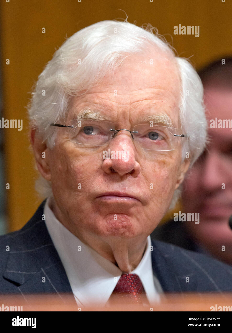 United States Senator Thad Cochran (Republican of Mississippi) listens ...