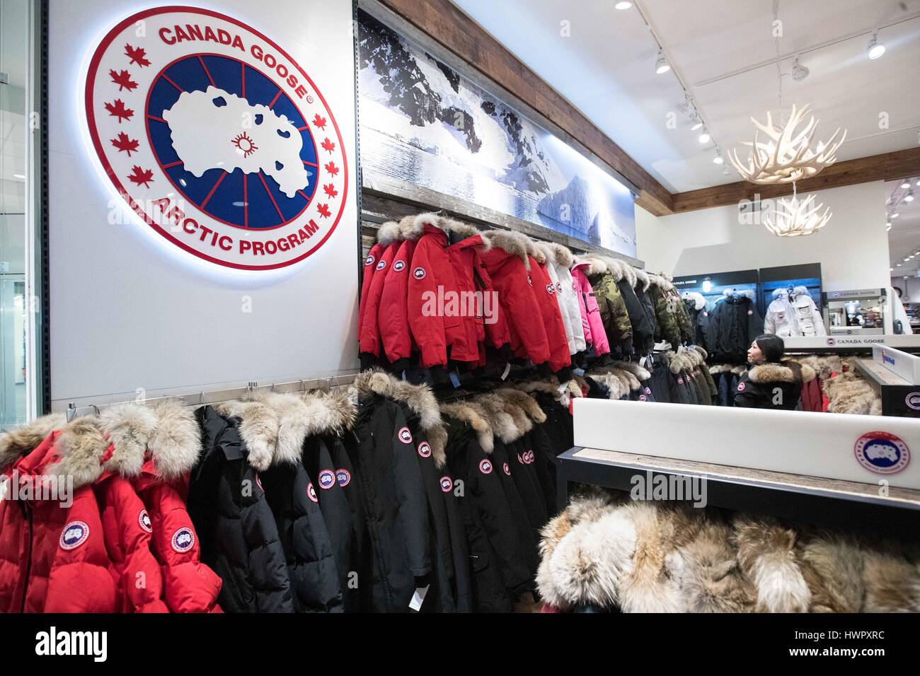 Markham, Ontario, Canada. 19th Mar, 2017. Canada Goose jackets at on  outdoor store at the CF Markville in Markham, Ont., on March 19, 2017. Canada  Goose is launching an Initial Public offering