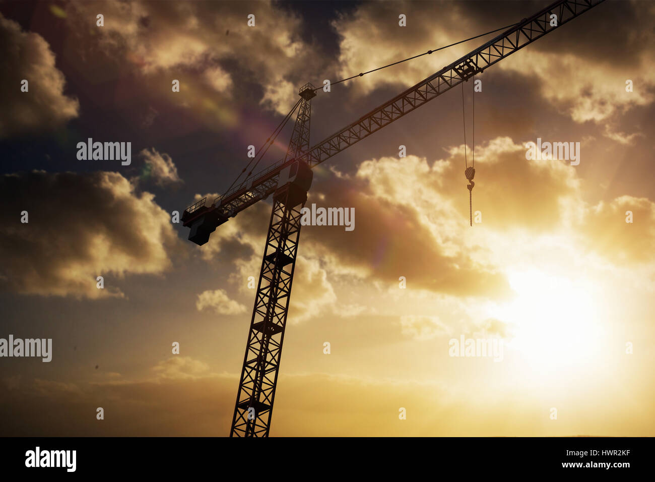 Studio Shoot of a crane against cloudy sky landscape Stock Photo - Alamy