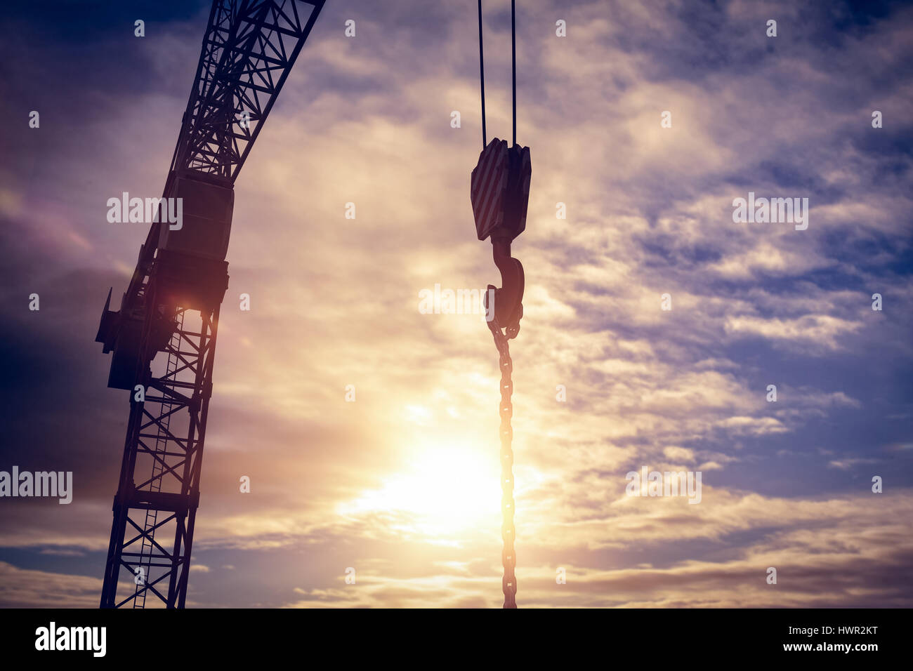 Studio Shoot of a crane against cloudy sky landscape Stock Photo - Alamy