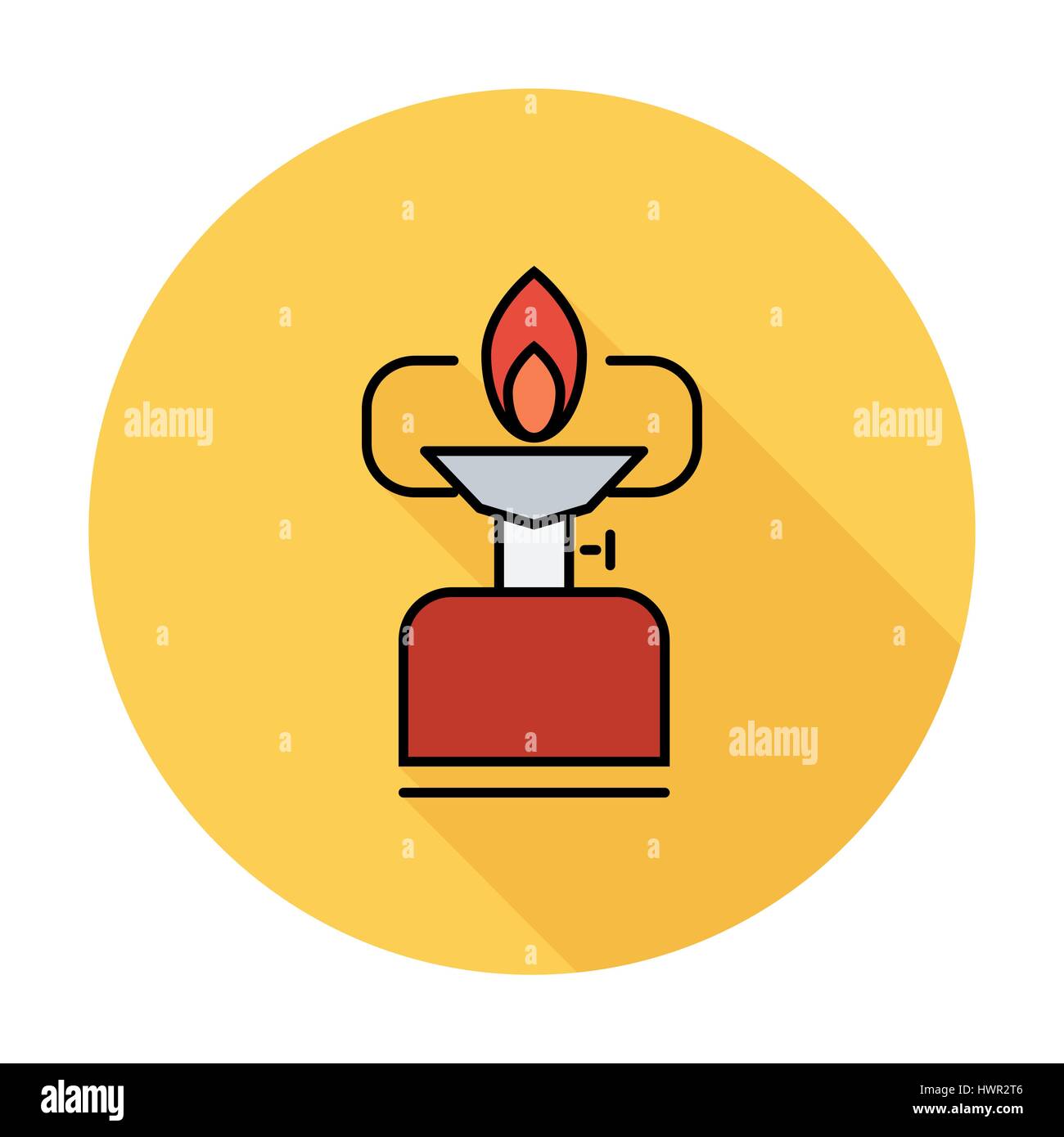 Camping stove. Single flat color icon on the circle. Vector illustration. Stock Vector
