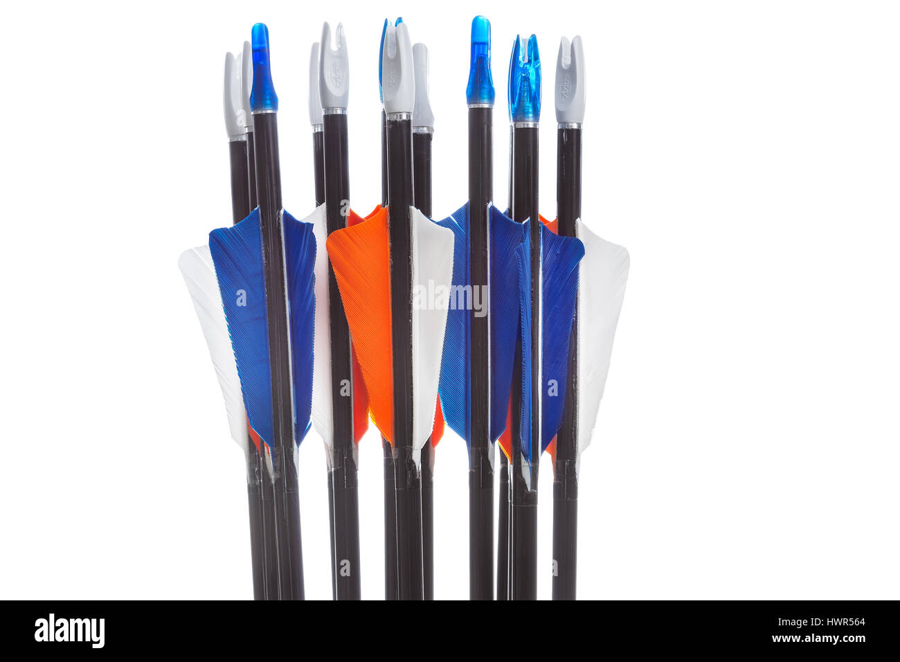Arrows with fletching and nocks isolated Stock Photo