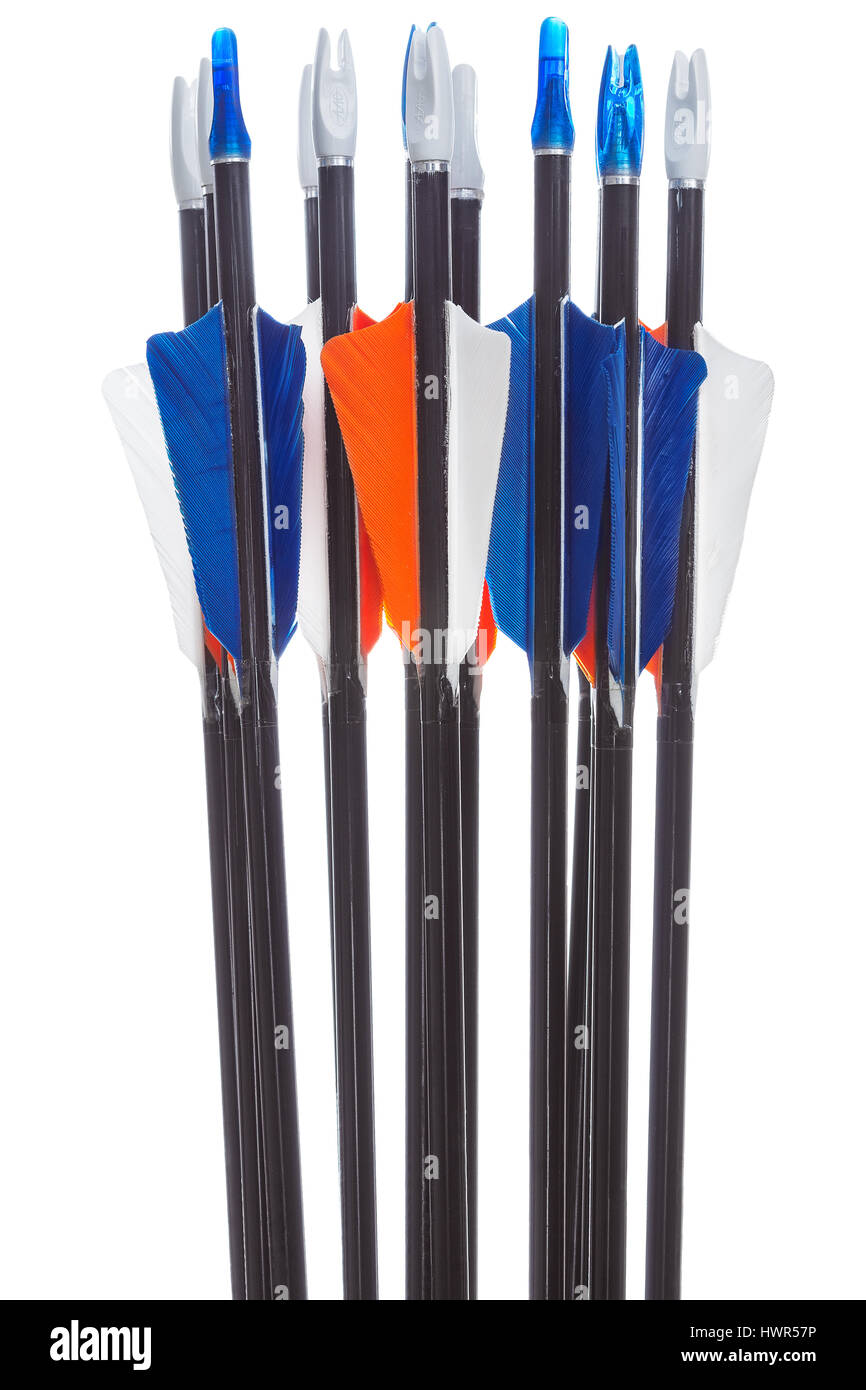 Sport arrows with fletching and nocks isolated Stock Photo