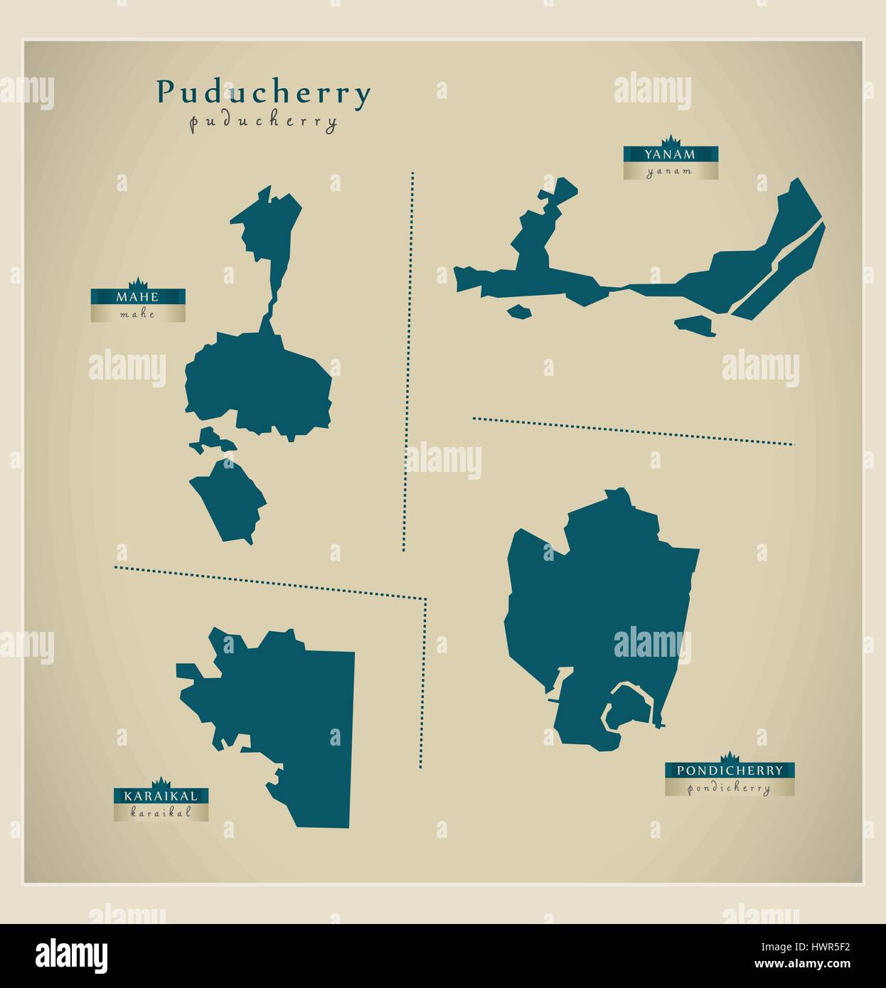 Modern Map Puducherry IN Stock Vector Image & Art Alamy