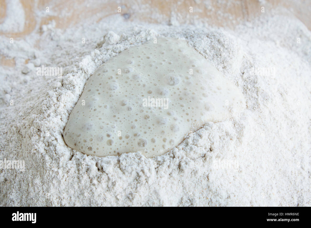 Whole Wheat Flour and Yeast, Kneading Bread Stock Photo Alamy