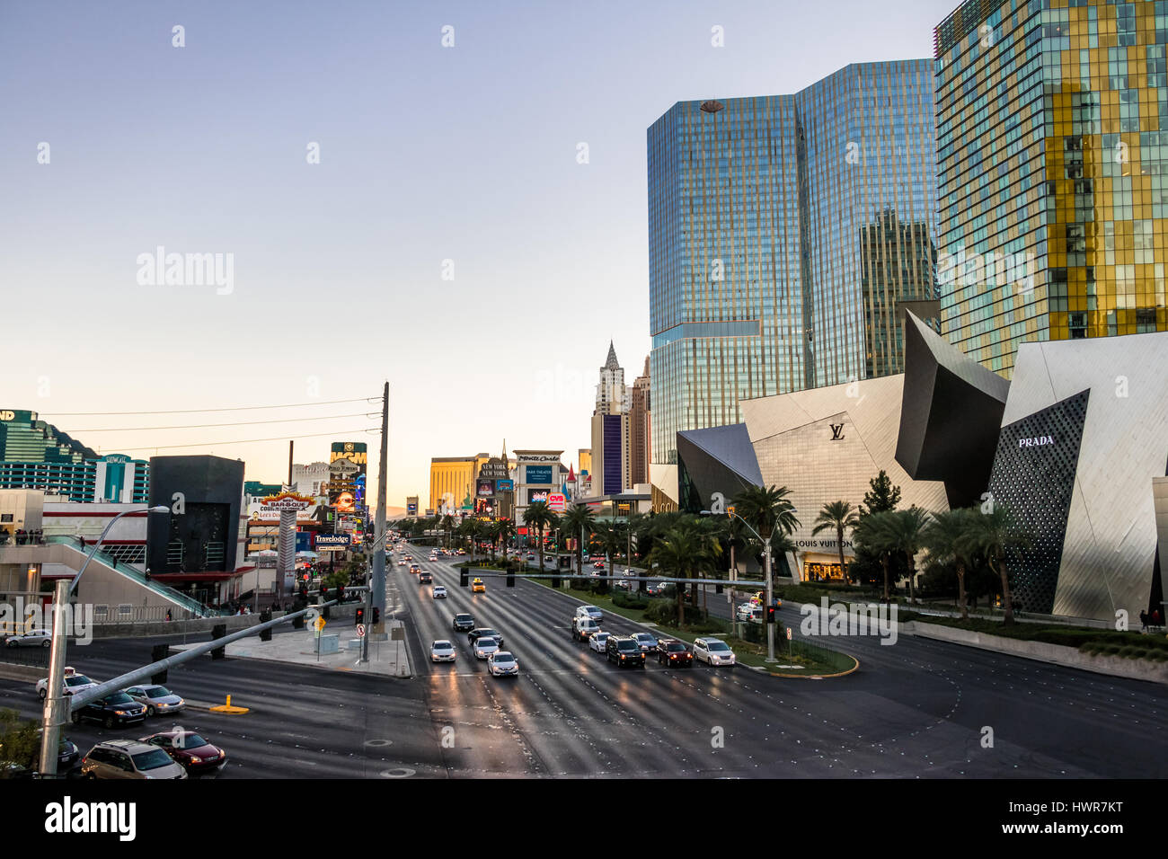 Las Vegas Strip at sunset - Las Vegas, Nevada, USA Stock Photo