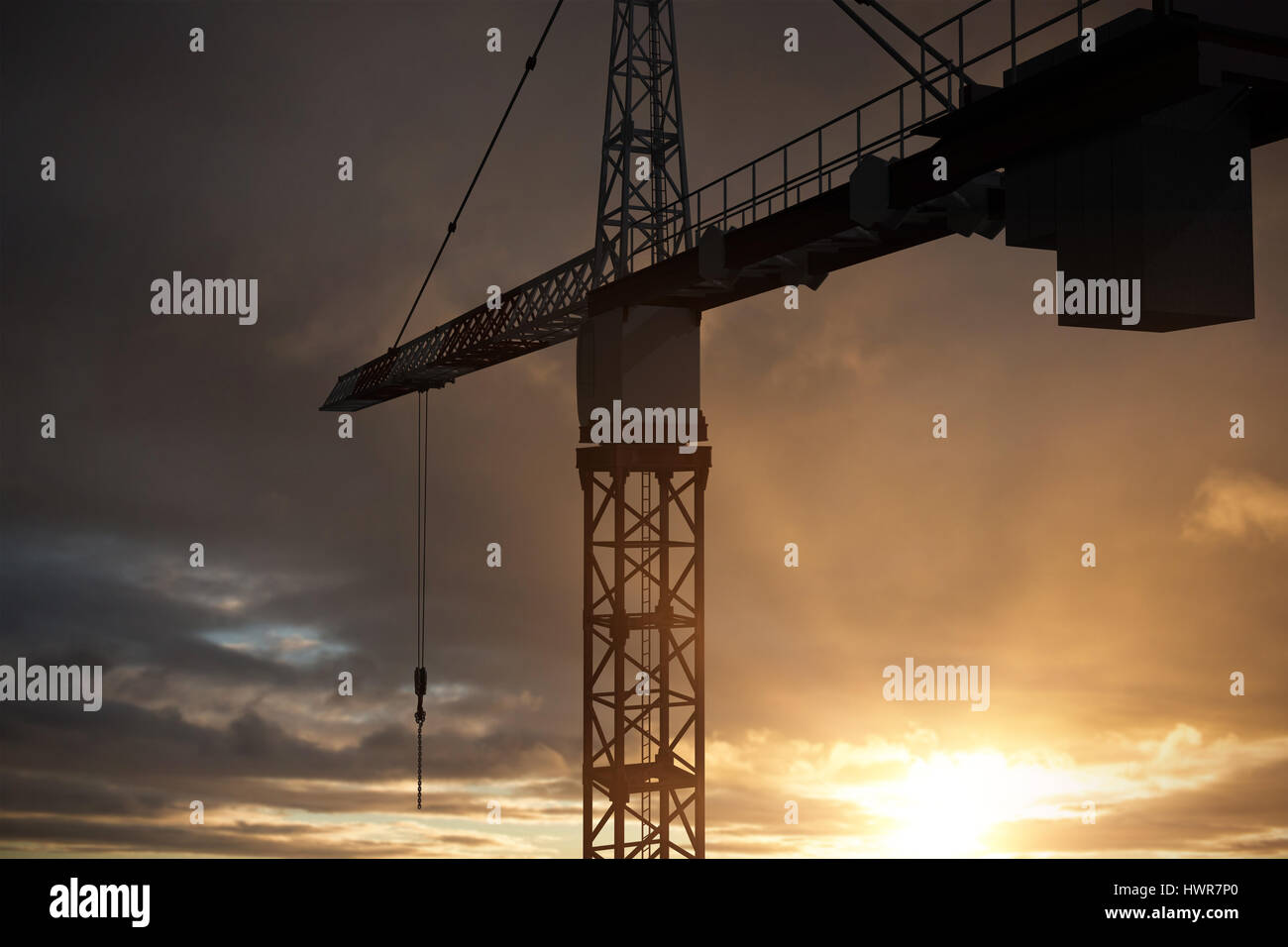 Studio Shoot of a crane against cloudy sky landscape Stock Photo - Alamy