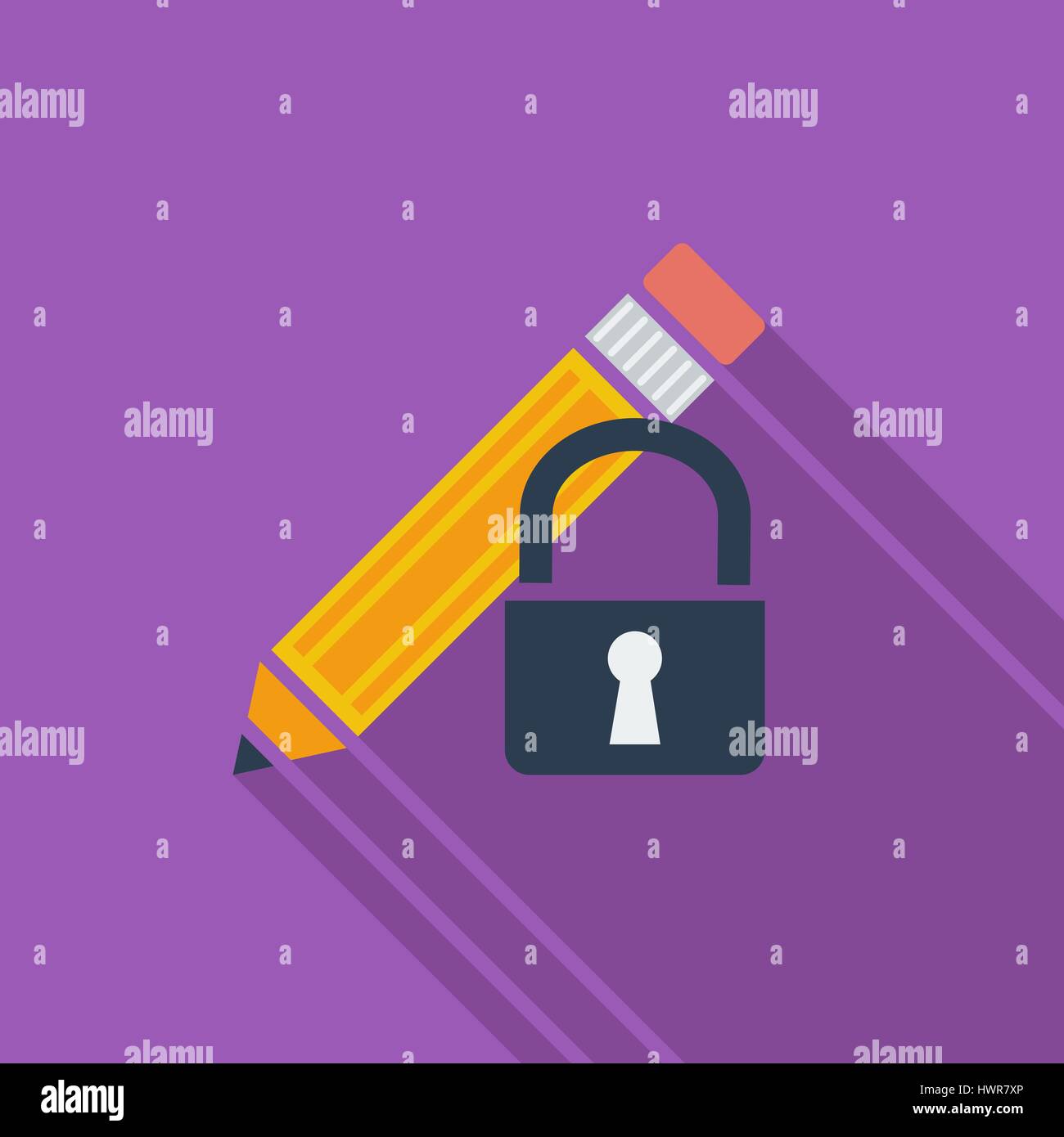 Lock for editing icon. Flat vector related icon with long shadow for ...