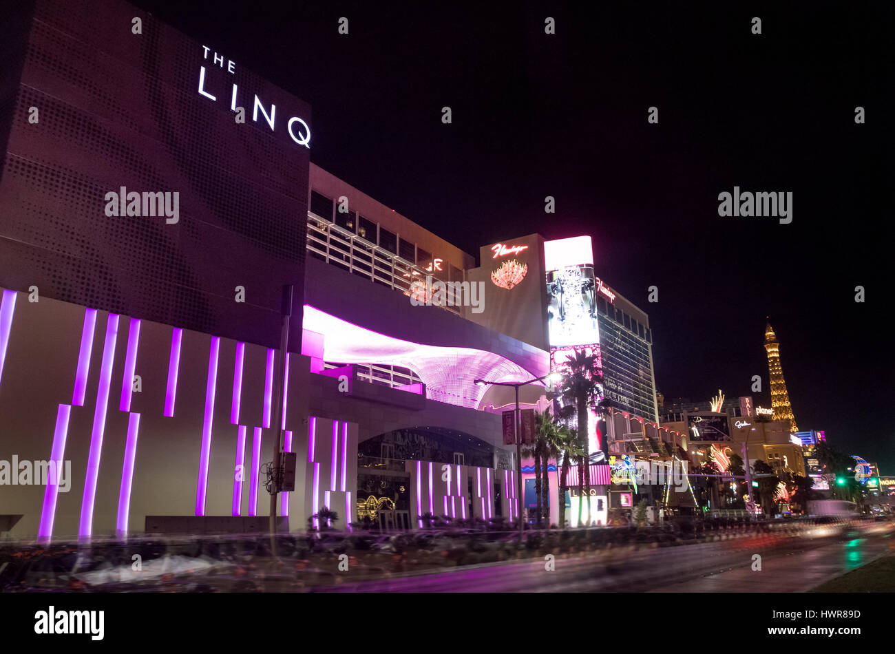 The Linq Hotel and Casino at night - Las Vegas, Nevada, USA Stock Photo