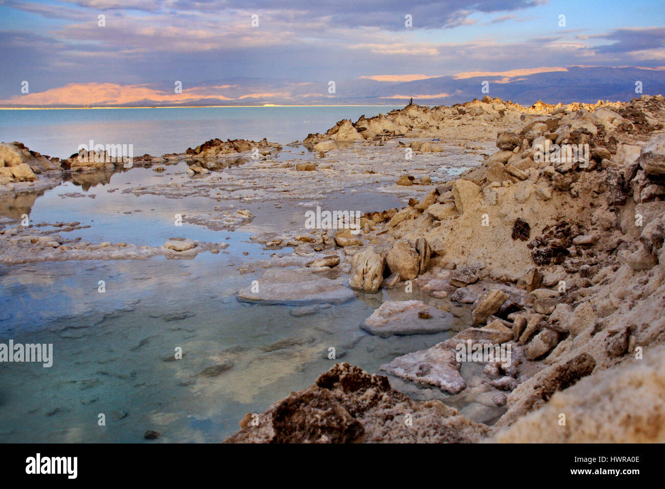 Sunset at the Dead sea, Israel Stock Photo