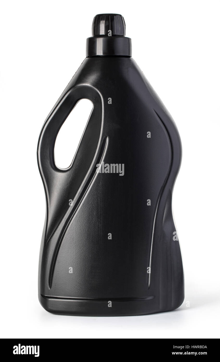 black plastic bottle isolated on white background with clipping path