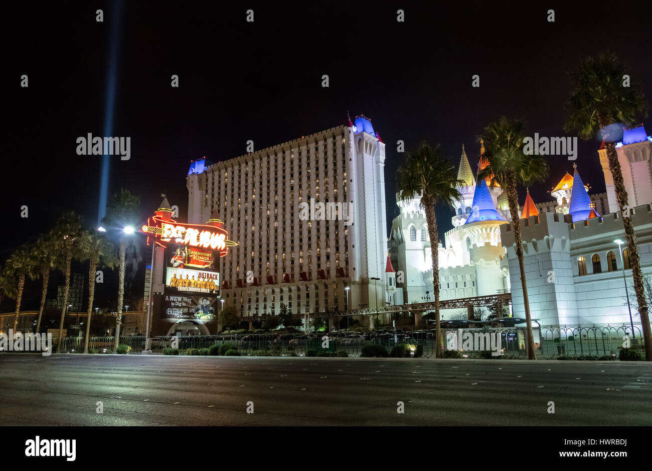 Excalibur Hotel and Casino at night - Las Vegas, Nevada, USA Stock Photo