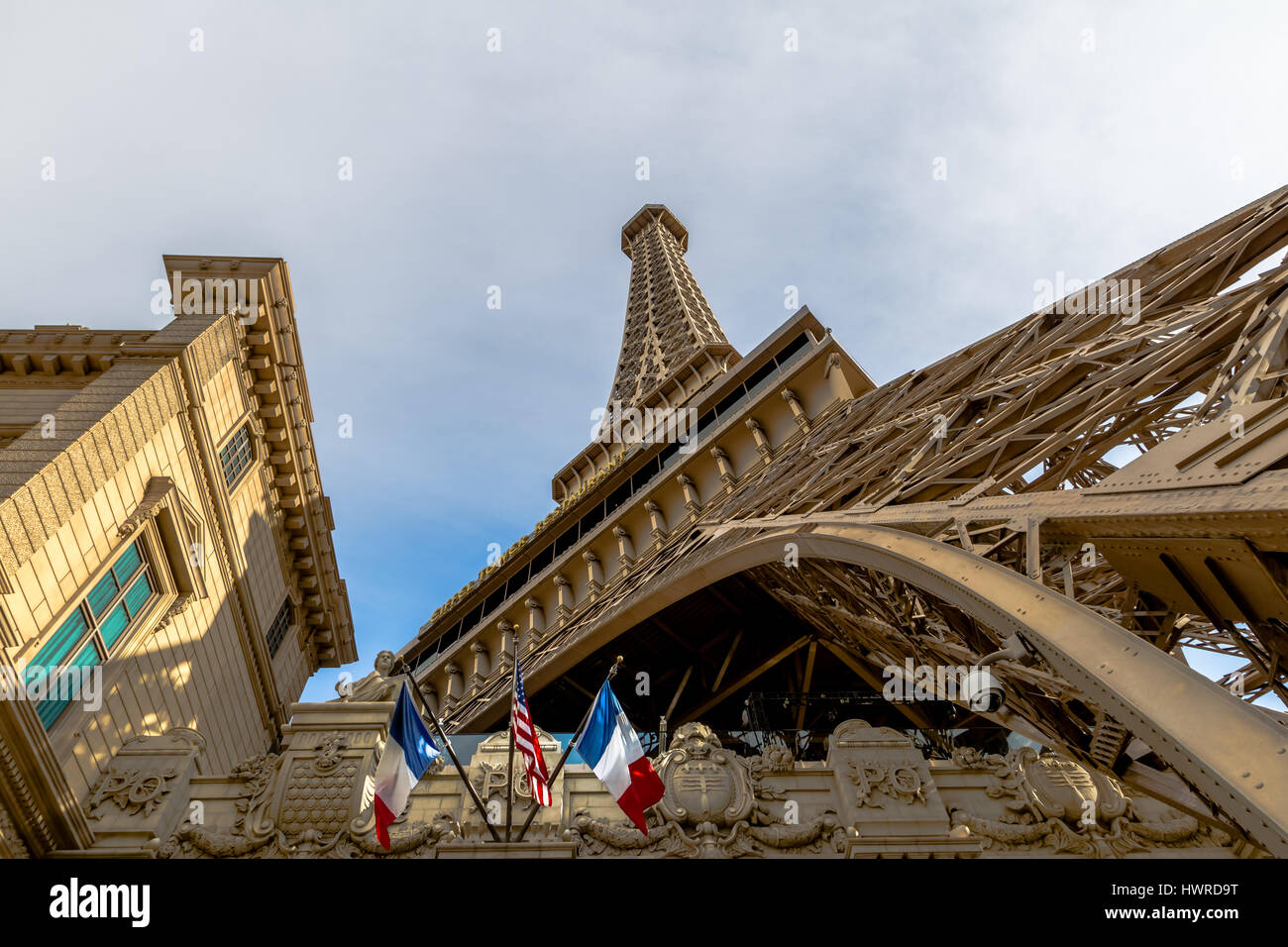 Eiffel Tower Replica at Paris Hotel and Casino - Las Vegas, Nevada, USA Stock Photo