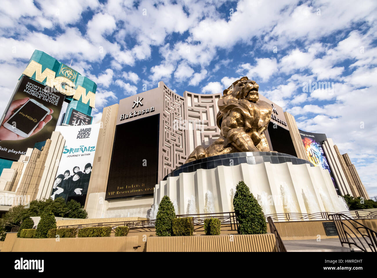 Golden Lion at MGM Grand Hotel and Casino - Las Vegas, Nevada, USA Stock Photo