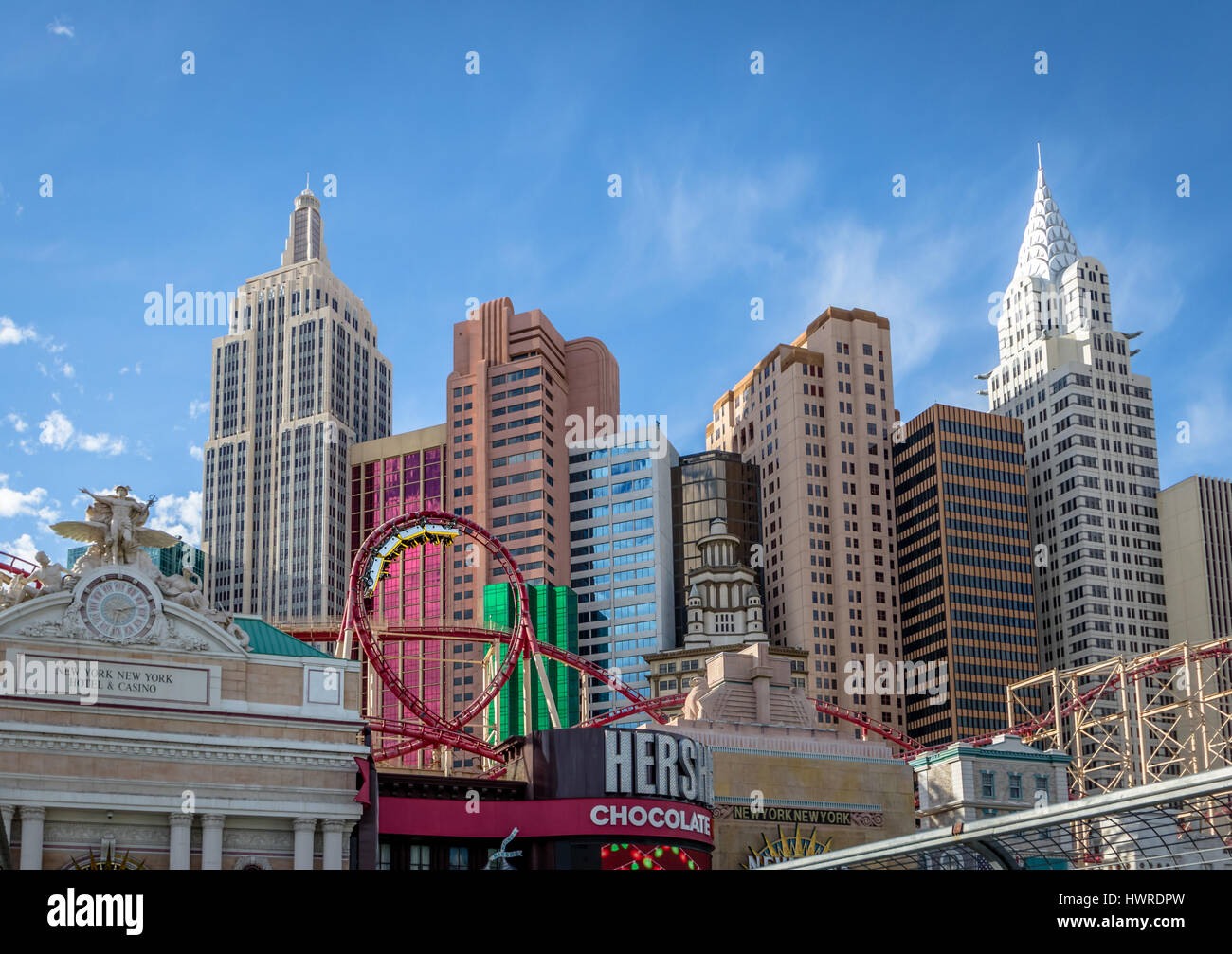 Roller Coaster at New York New York Hotel and Casino - Las Vegas, Nevada, USA Stock Photo