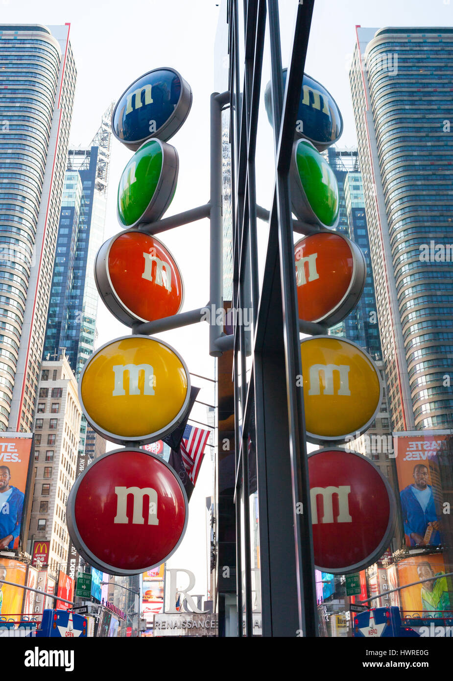 New York City, Usa July 08, 2015 Sign of M&M's store in Times Square