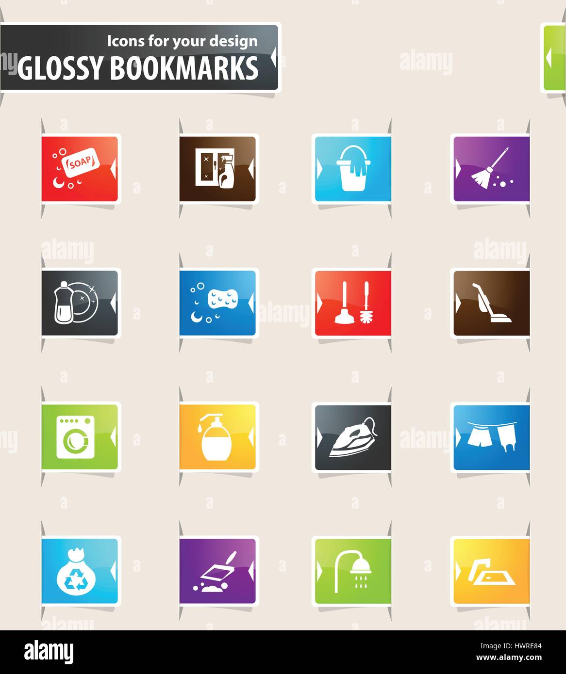 Cleaning company vector glossy bookmarks for your design Stock Vector