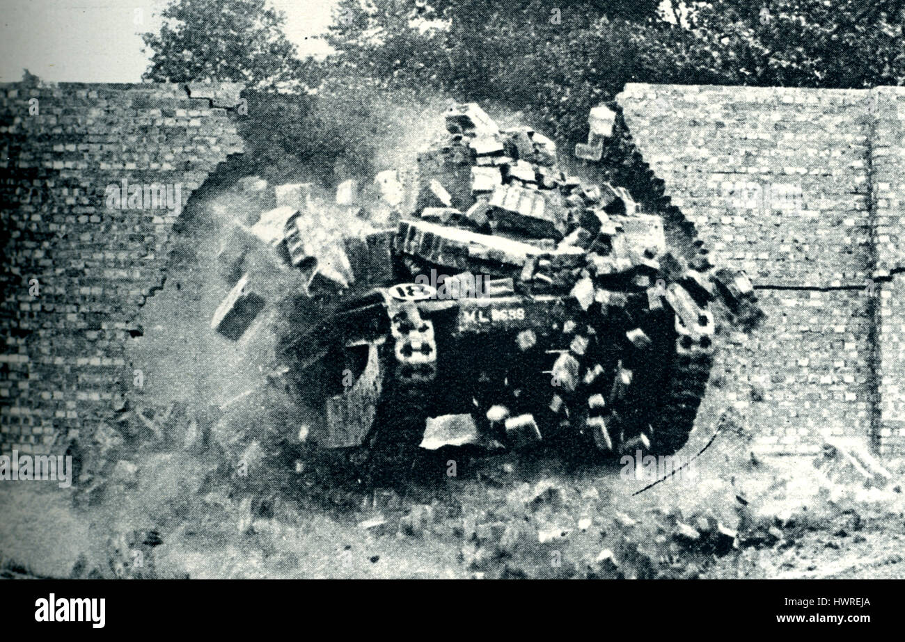 Demonstration of the power of the modern tank, 1927 tank crashing