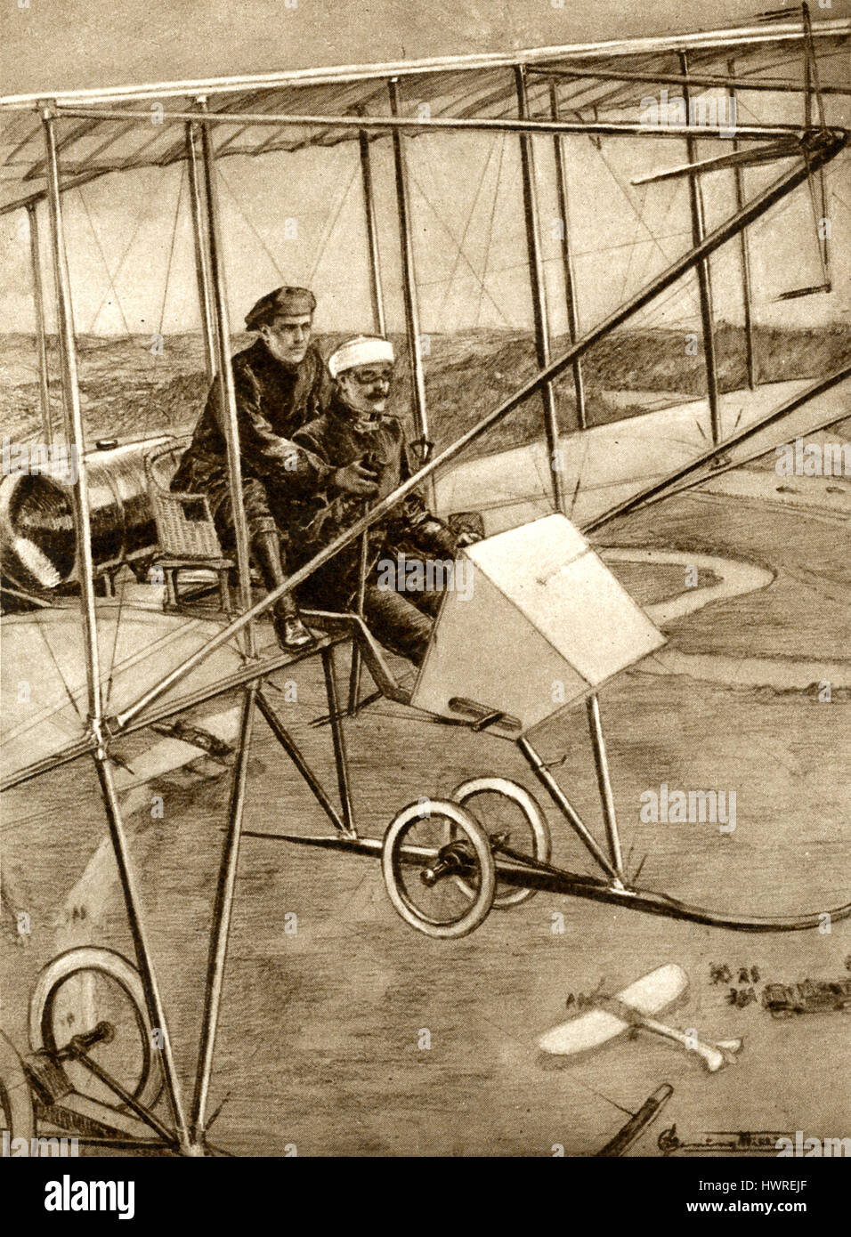 Learning how to fly a plane in 1911 before the days of dual control