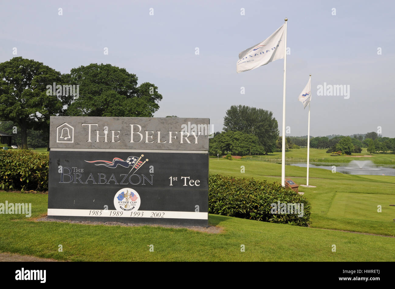 View with course sign in front of the 1st Tee on The Brabazon Course