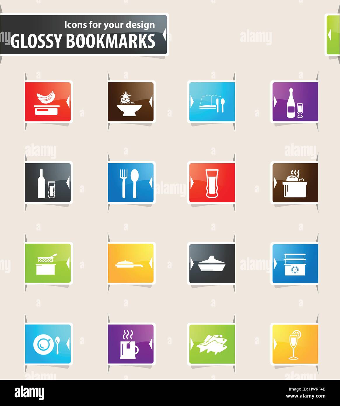Food and kitchen vector bookmark icons for your design Stock Vector ...