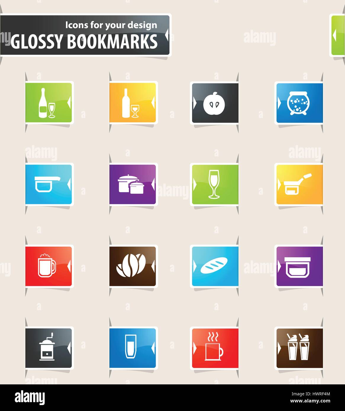 Food and kitchen vector bookmark icons for your design Stock Vector ...