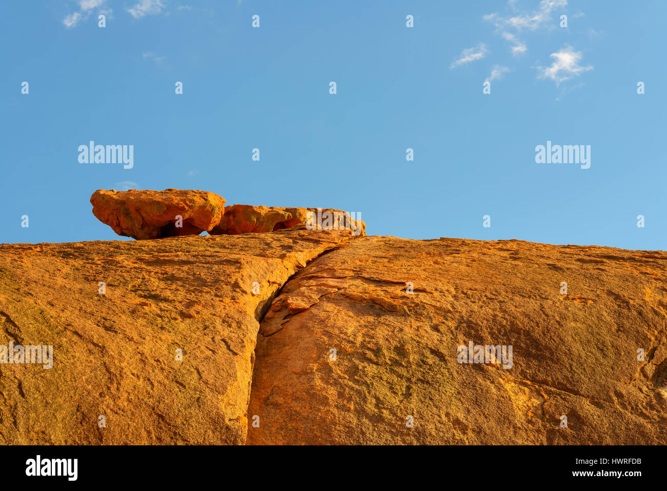 Red rock under blue sky, rocks, outcrops, australia, western australia Stock Photo