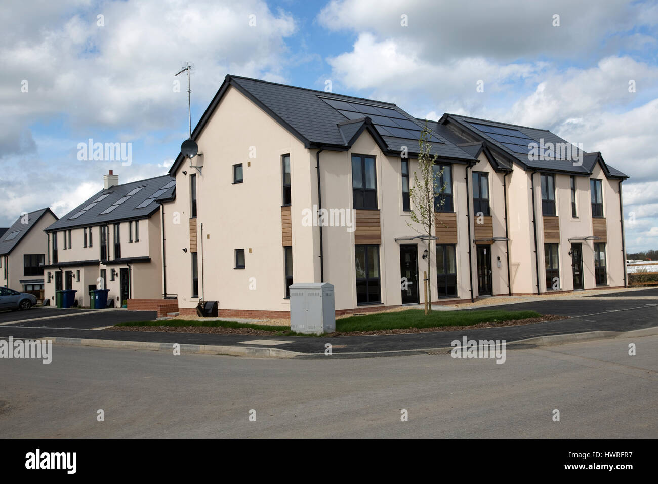 New houses 2017 all with solar black PV panels Persimmon Greenacres
