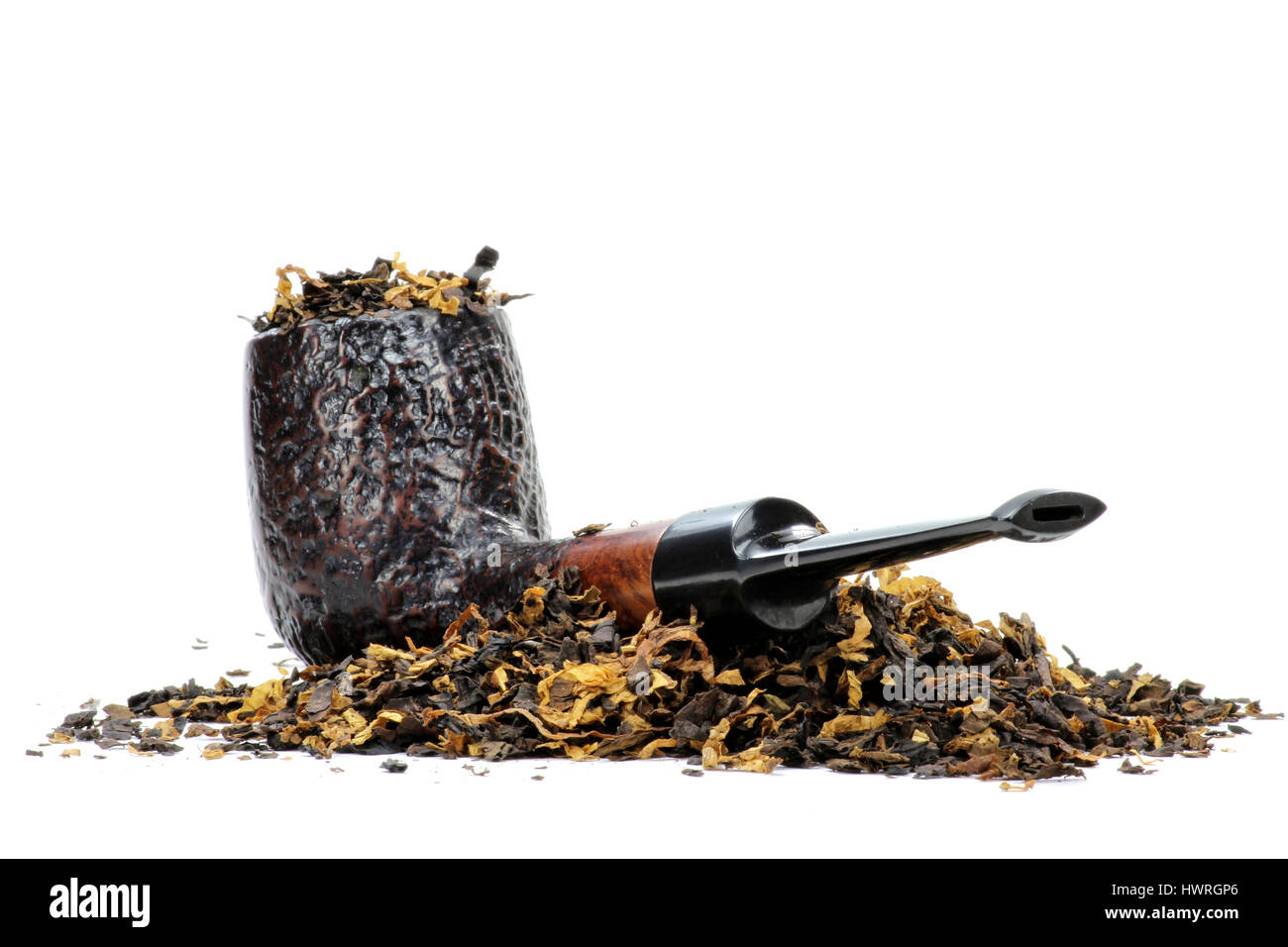 briar pipe with tobacco isolated on white background Stock Photo - Alamy