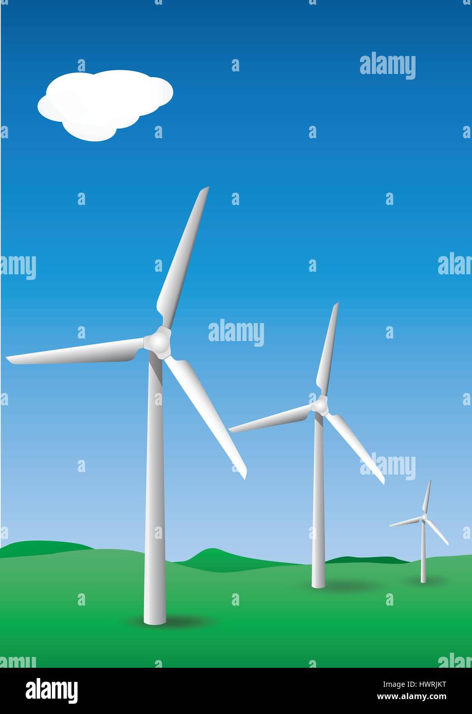 Three wind turbines Stock Vector Images - Alamy
